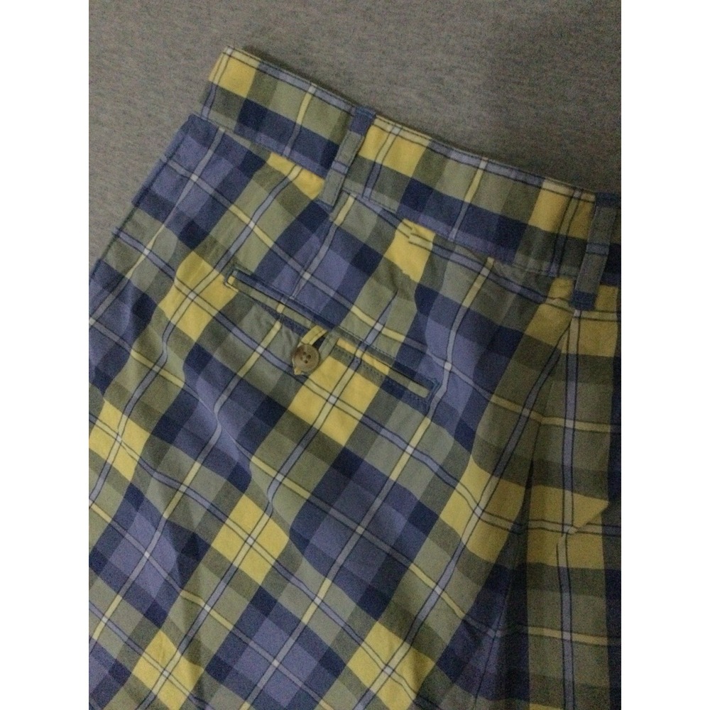Vtg Tommy Hilfiger Plaid Shorts Womens Size 1 Blue Yellow Pleated Cotton Y2K NWT - Picture 7 of 16
